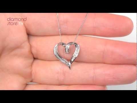 Heart Pendant Necklace 0.33ct Diamond 9K White Gold