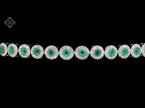 1.11ct Emerald and 1ct Diamond Stellato Bracelet in 9K White Gold