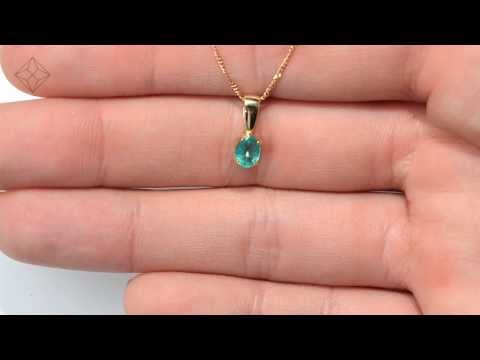 Emerald 5 x 4mm 18K Yellow Gold Pendant Necklace