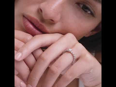 Entwine 0.30ct Pear Cut Lab Diamond Solitaire Engagement Ring with Side Stones in Sterling Silver