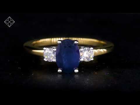 Sapphire 1.00ct And Diamond 18K Gold Ring