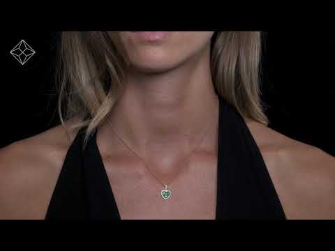 0.80ct Emerald Asteria Lab Diamond Heart Pendant Necklace in 9K White Gold
