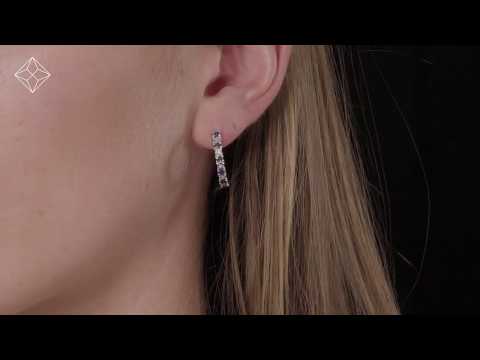 Sapphire and Lab Diamond Hoops Earrings Stellato Collection 925 Silver