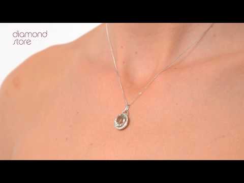 Aquamarine 2.69ct And Diamond 9K White Gold Pendant Necklace