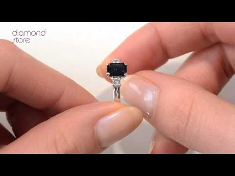 Sapphire 7 x 5mm And Diamond 18K Gold Ring N3925