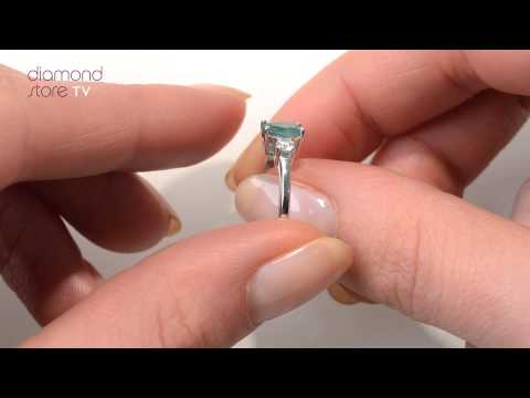 Emerald 0.75ct And Diamond 18K White Gold Ring N4316Y