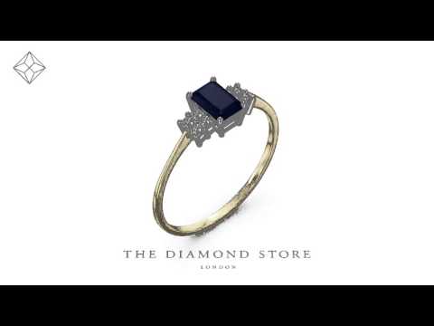 Sapphire 6 x 4mm And Diamond 9K Gold Ring A3220