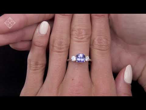 1.60ct Cushion Cut Tanzanite Diamond Asteria Ring in 18K White Gold