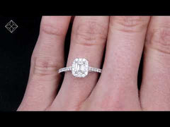 Annabelle Lab Diamond Halo Engagement Ring 18K White Gold 2.15ct F/VS1