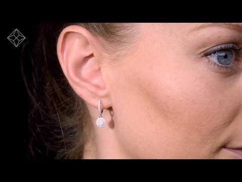 Halo Diamond Drop Earrings - Florence - 0.46ct - in 18K White Gold