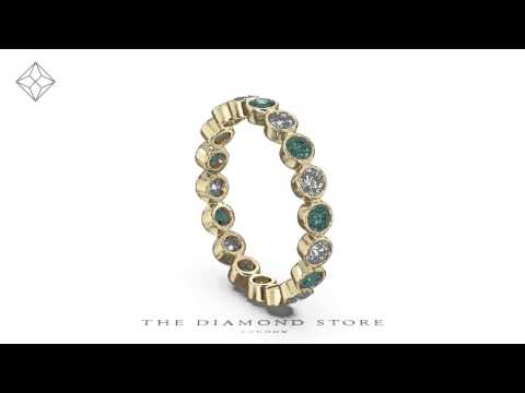 Emily 18K Gold Emerald 0.70ct and G/VS 0.50CT Diamond Eternity Ring