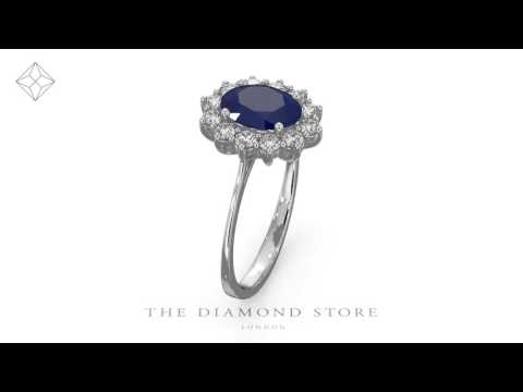 Sapphire 1.55ct And Diamond 0.50ct 18K White Gold Ring