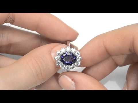 Tanzanite 1.7ct And Diamond 1ct Cluster Ring in 18K White Gold