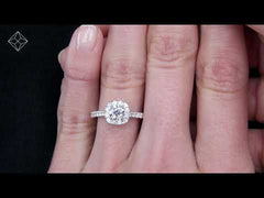 Elizabeth GIA Diamond Halo Engagement Ring in Platinum 1.30ct G/VS2
