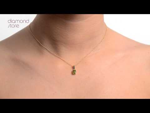 Peridot 7 x 5mm 9K Yellow Gold Pendant Necklace