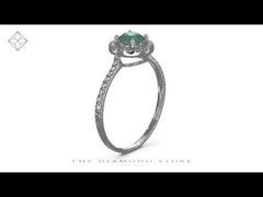 Halo Emerald 0.50ct And Diamond 18K White Gold Ring