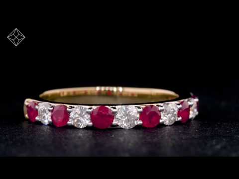 Ruby and 0.50ct Lab Diamond Asteria Eternity Ring in 9K White Gold