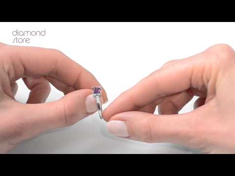 Amethyst 0.63ct And Diamond 9K White Gold Ring