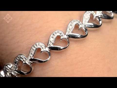 Diamond 18K Gold Vermeil Heart Bracelet
