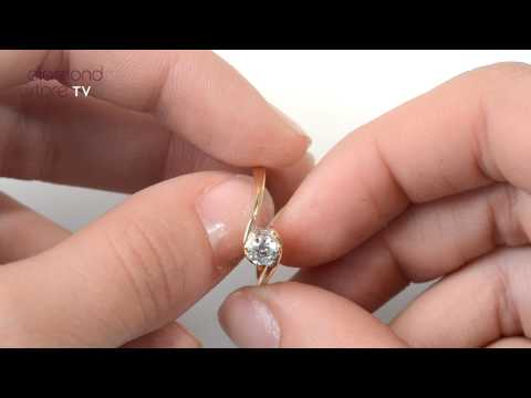 Certified Leah 18K Gold Diamond Engagement Ring 0.33CT-F-G/VS