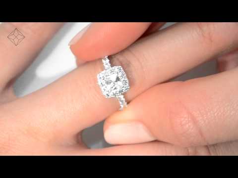 Halo Engagement Ring Aria 1.30ct SI2 Princess Diamond 18K White Gold