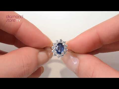 Sapphire 1.55ct And Diamond 0.50ct 18K White Gold Ring