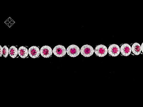 1.36ct Ruby and 1ct Diamond Stellato Bracelet in 9K White Gold