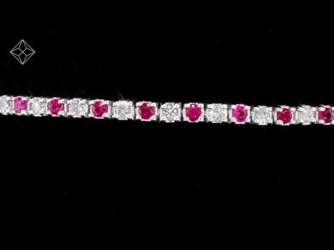 Ruby and 1ct Lab Diamond Tennis Bracelet in 925 Sterling Silver
