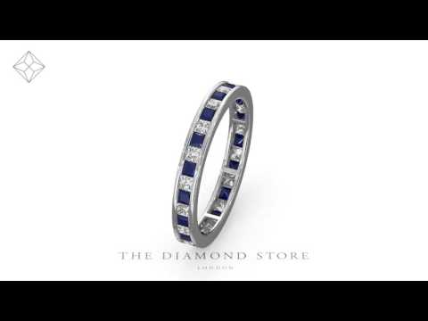 Eternity Ring Lauren Diamonds H/SI and Sapphire 1.20CT -18K White Gold