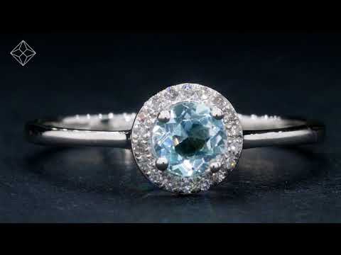 0.37ct Aquamarine and Diamond Stellato Ring in 9K White Gold
