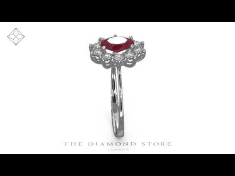 Ruby 1.15ct And Diamond 0.50ct 18K White Gold Ring