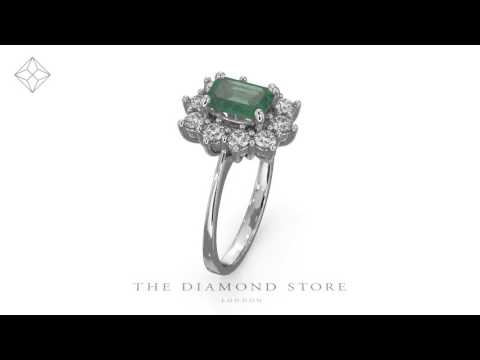 Emerald 1.00ct And Diamond 0.50ct 18K White Gold Ring