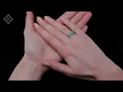 Emerald 0.94ct And Diamond 9K White Gold Ring