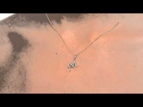 9K Gold Diamond Initial 'M' Necklace 0.05ct