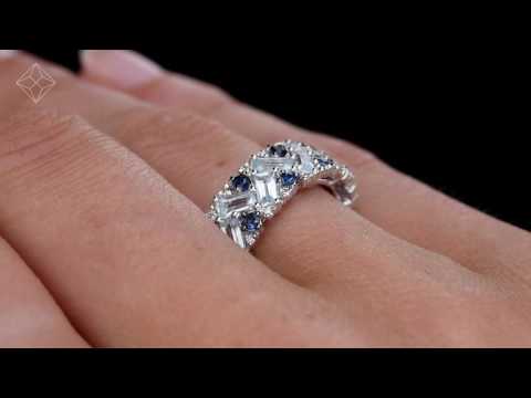 Blue Topaz Sapphire and Diamond Stellato Ring in 9K White Gold