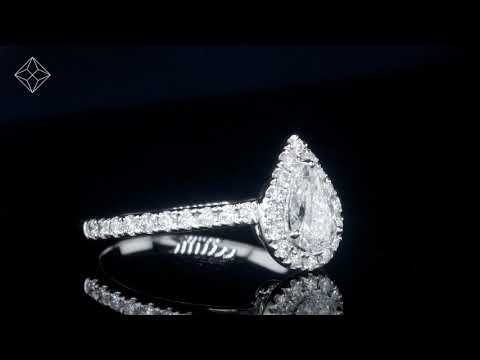 Diana GIA Diamond Pear Halo Engagement Ring Platinum 1.60ct G/SI1
