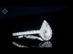 Diana GIA Diamond Pear Halo Engagement Ring Platinum 1.60ct G/SI1