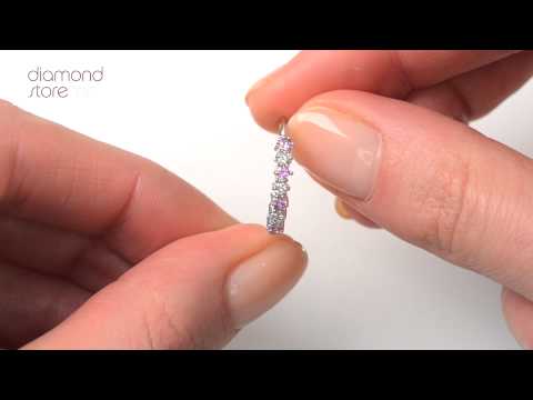 Pink Sapphire and 0.09ct Diamond Ring 9K White Gold - SIZE F