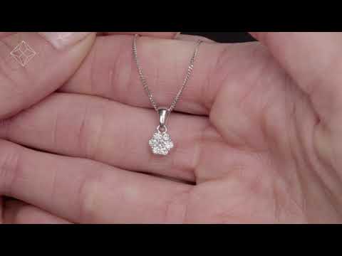 Lab Diamond Cluster Pendant Necklace 0.25ct H/Si in 9K White Gold