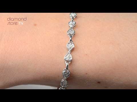 0.25ct Diamond Heart Bracelet Set In 18K Gold Vermeil
