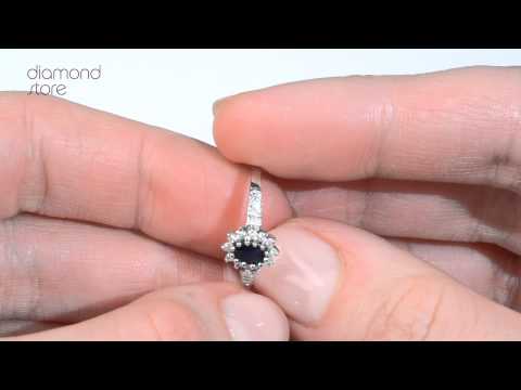 Sapphire Ring with Lab Diamonds in 925 Silver - 5 x 3mm Centre