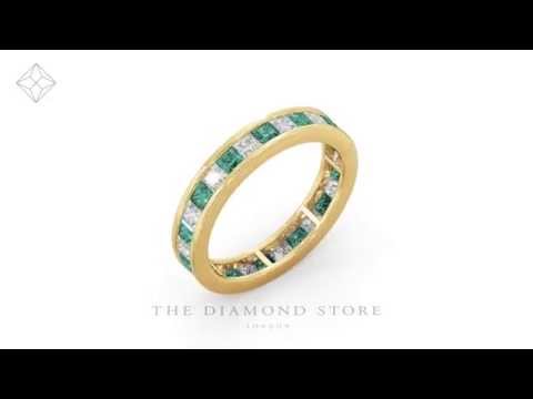 Eternity Ring Lauren Diamonds G/VS and Emerald 2.20CT in 18K Gold