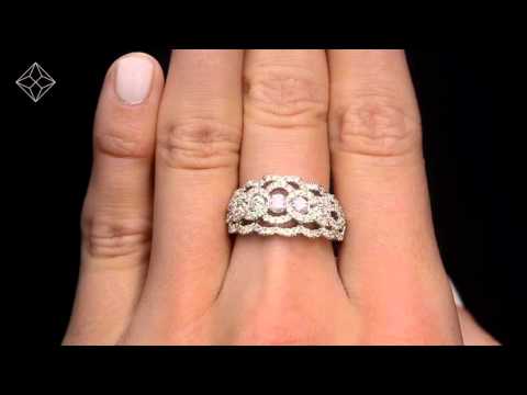 Lab Diamond Art Deco 9K White Gold Ring 1.25CT H/Si - N4544Y