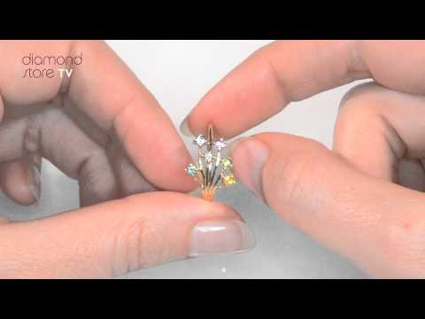 Multi Gem Stone And Diamond 9K Gold Ring