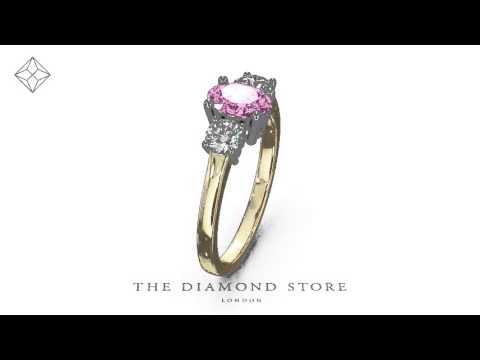 18K Gold 0.50ct H/Si Diamond and 1.00ct Pink Sapphire Ring