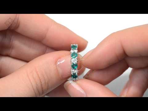 Emerald 0.60ct And Diamond 925 Sterling Silver Ring