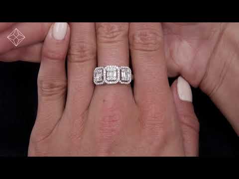 0.80ct Asteria Collection Diamond Baguette Ring in 18K White Gold