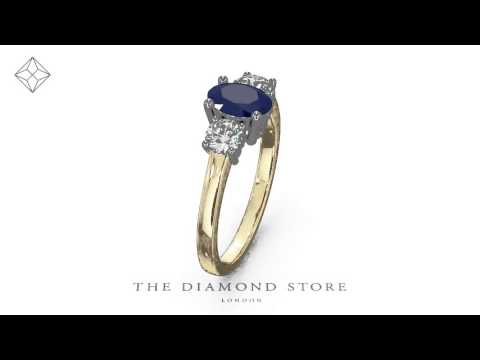 Sapphire 0.80ct And Diamond 0.50ct 18K Gold Ring FET23-U