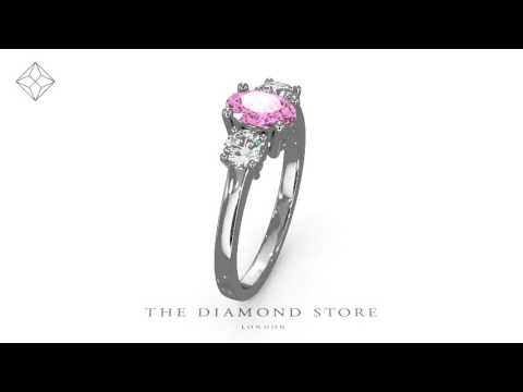 Pink Sapphire 1.00ct and 0.50ct Lab Diamonds G/Vs Platinum Ring