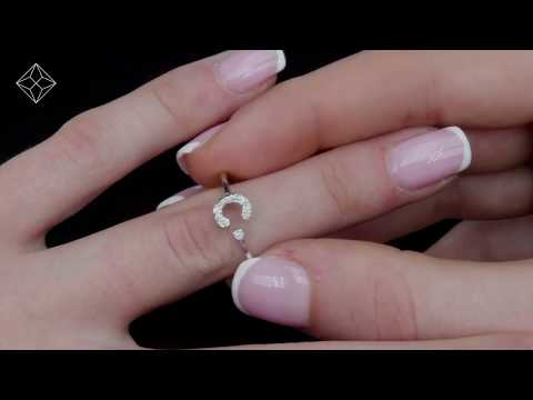 Lab Diamond Initial 'C' Ring 0.07ct Set in 925 Silver SIZES I J K L M N O P Q R S